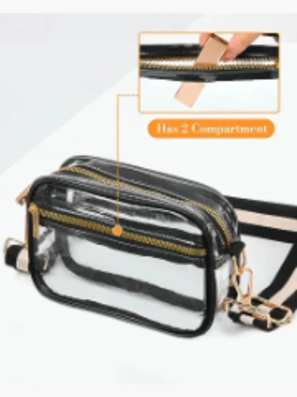 Clear Stadium Approved Crossbody Bag Water-Resistant PVC Adjustable Strap